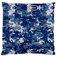 Blue, Camouflage, Cool, Navy, New, Pattern Large Cushion Case (two Sides) by kyorashop23