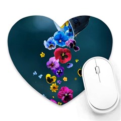 Falling Flowers, Art, Coffee Cup Heart Mousepad by kyorashop23