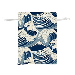 Japanese Wave Pattern Lightweight Drawstring Pouch (m)