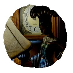 Erte Figurine And A Clock Large 18  Premium Round Cushions by bestdesignintheworld