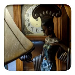Erte Figurine And A Clock Square Glass Fridge Magnet (4 Pack) by bestdesignintheworld