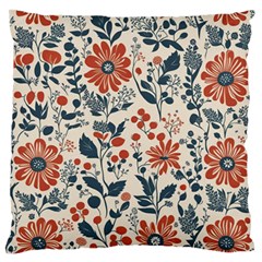 Retro Scandinavian Nordic Flowers Pattern Large Premium Plush Fleece Cushion Case (two Sides) by violetheavensky