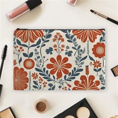 Retro Scandinavian Nordic Flowers Pattern 3 Cosmetic Bag (large)