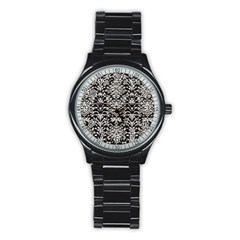 Gothic Leaf Pattern 4 Stainless Steel Round Watch by violetheavensky