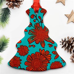 Mid Century Retro Floral 1970s 1960s Pattern 103 Christmas Tree Ornament (two Sides) by violetheavensky