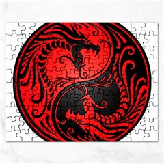 Red Yin Yang Dragons Rectangular Jigsaw Puzzl