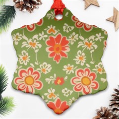 Retro 40s 50s Mexico Flowers Pattern 3 Snowflake Ornament (two Sides) by violetheavensky