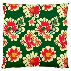 Retro 40s 50s Mexico Flowers Pattern 2 Large Premium Plush Fleece Cushion Case (two Sides)