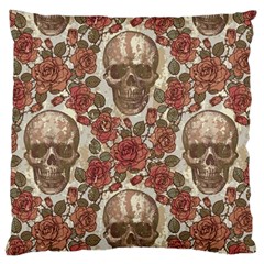 Skull And Roses Flowee Flora Floral Patterns Pattern Large Cushion Case (two Sides)