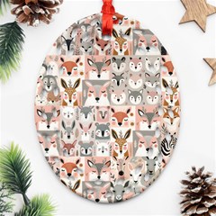 Mix Animal Faces Ornament (oval Filigree) by DinkovaArt