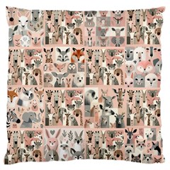 Mix Animals Large Premium Plush Fleece Cushion Case (two Sides) by DinkovaArt