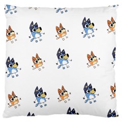 Bluey, Bluey Merch, Bluey Pattern, Bluey Bluey, Bingo, Bluey Design, Bluey Dog Large Premium Plush Fleece Cushion Case (two Sides) by avitendut