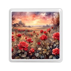 Roses Flower Field Sunset Nature Memory Card Reader (square) by Anend