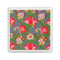 Mid Century Retro Floral 1970s 1960s Pattern 83 Memory Card Reader (square) by violetheavensky