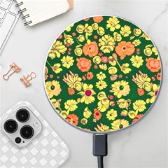 Mid Century Retro Floral 1970s 1960s Pattern 68 Wireless Fast Charger(white)