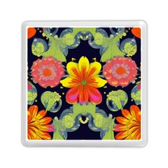 Mid Century Retro Floral 1970s 1960s Pattern 54 Memory Card Reader (square) by violetheavensky
