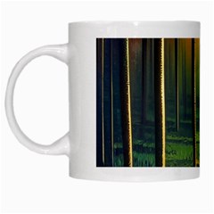 Outdoors Night Moon Full Moon Trees Setting Scene Forest Woods Light Moonlight Nature Wilderness Lan White Mug by Posterlux