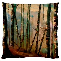 Woodland Woods Forest Trees Nature Outdoors Mist Moon Background Artwork Book Standard Premium Plush Fleece Cushion Case (two Sides) by Posterlux