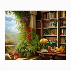 Room Interior Library Books Bookshelves Reading Literature Study Fiction Old Manor Book Nook Reading Small Glasses Cloth by Posterlux